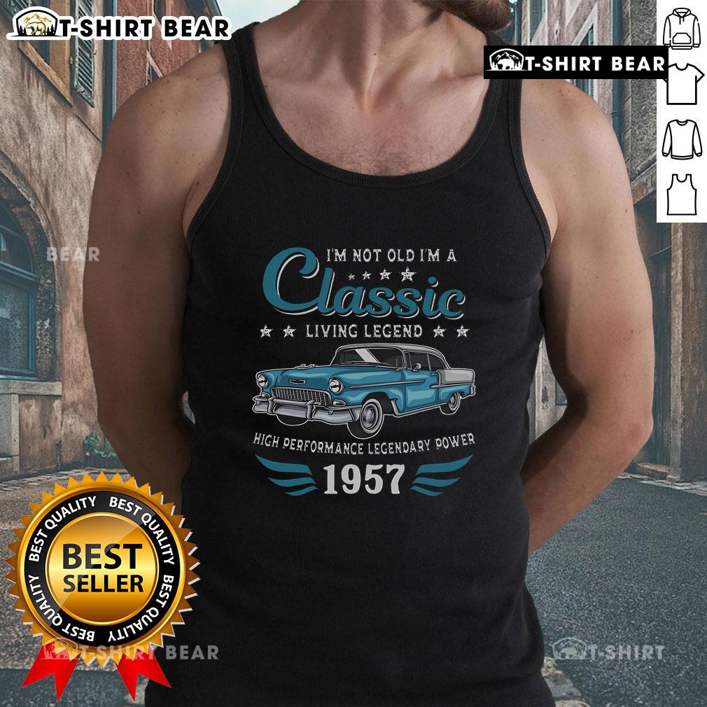 Vintage 1957 classic car tank top for legends born in 1957, showcasing retro design and nostalgic style.