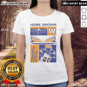 Top Winnipeg Blue Bombers football home-grown ladies tee featuring team colors and logo, perfect for fans.