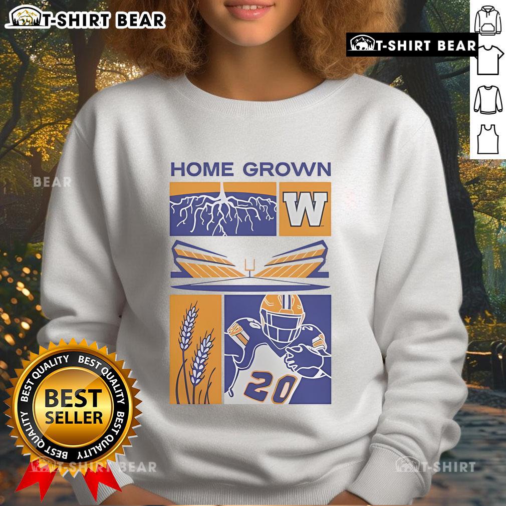 Alt Text: Cozy home-grown sweatshirt featuring the Winnipeg Blue Bombers logo, perfect for fans and game day attire.