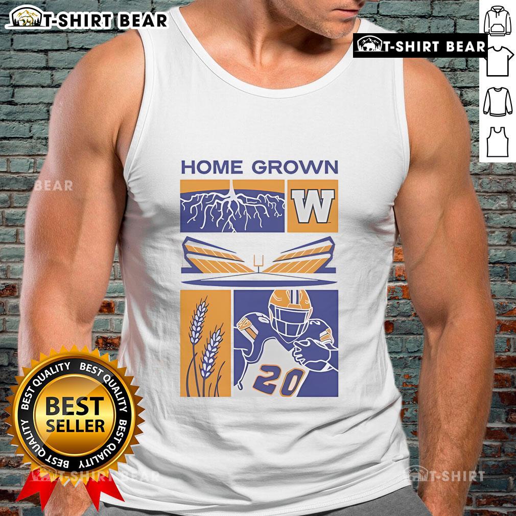 Top Winnipeg Blue Bombers football home-grown tank top featuring team colors and logo, perfect for fans and summer wear.