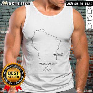 Stylish top featuring the Wisconsin Bucks logo on a tank top designed by Kuz, perfect for game day or casual wear.