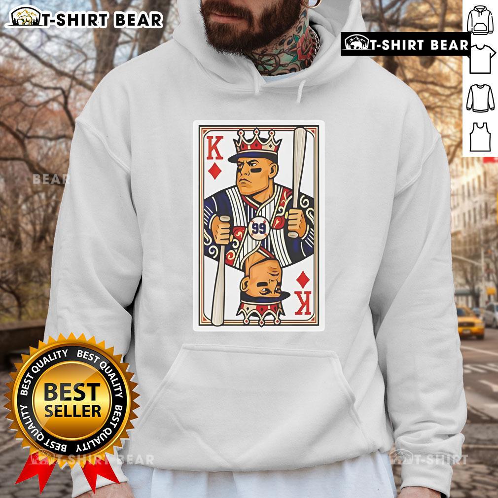 Awesome Aaron Judge Diamond King Card hoodie featuring vibrant graphics of the baseball star, perfect for fans.