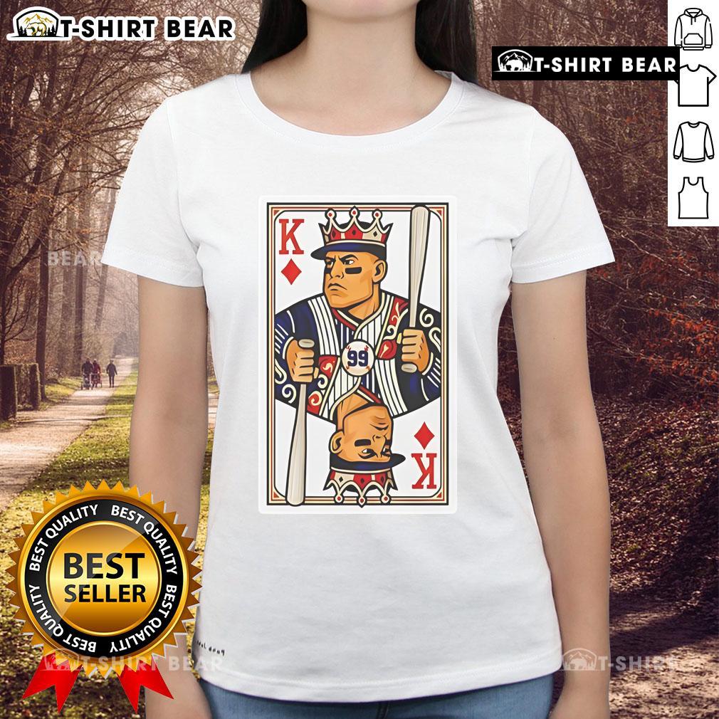 Awesome Aaron Judge Diamond King Card Ladies Tee featuring vibrant graphics and comfortable fit for baseball fans.