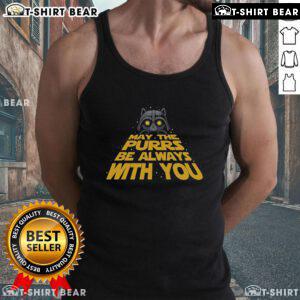 Funny May the Purrs Be Always With You tank top featuring a Darth Vader cat design for cat lovers and Star Wars fans.