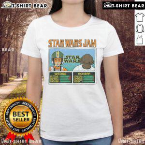 Good Star Wars Jam Wedge and Ackbar ladies tee featuring iconic characters in a stylish design for fans.