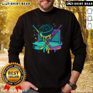 Nice Hockey Ice Cream Drip Sweatshirt featuring a colorful ice cream and hockey design, perfect for casual fans.