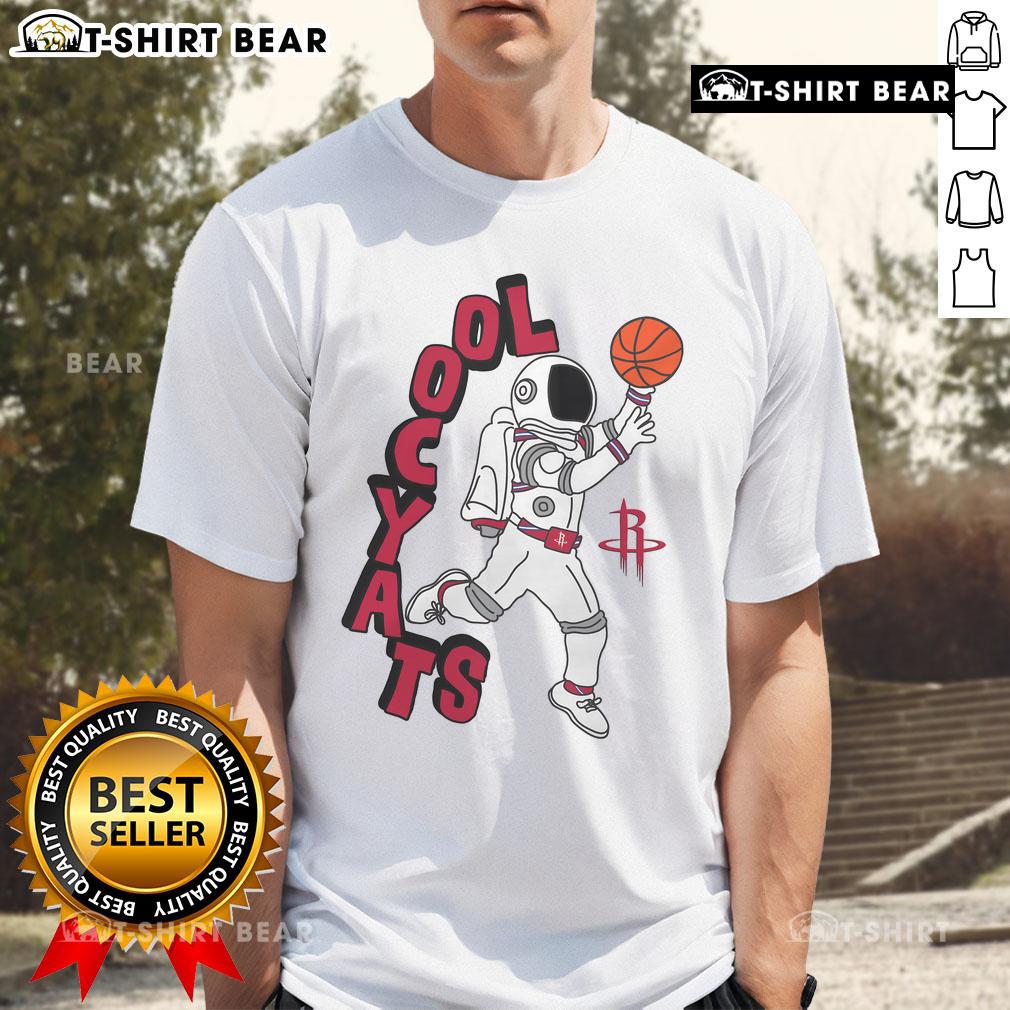 Nice Houston Rockets Stadium Essentials NBA x Staycool mascot t-shirt featuring vibrant team colors and logo design.