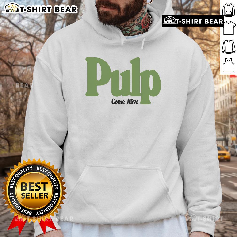 Nice Pulp Come Alive Ecru Hoodie displayed on a model, showcasing its stylish design and comfortable fit for casual wear.