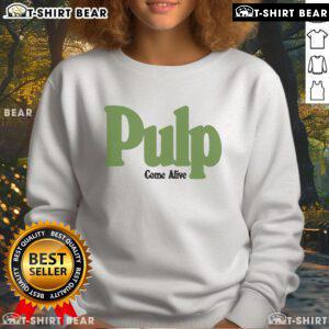 Nice Pulp Come Alive Ecru Sweatshirt displayed on a model in a stylish urban setting, showcasing its trendy design.