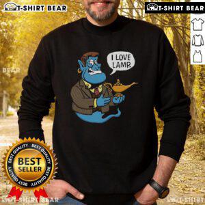 Cozy Official Anchor Genie 'I Love Lamp' Sweatshirt featuring a fun design, perfect for casual wear and lamp lovers.