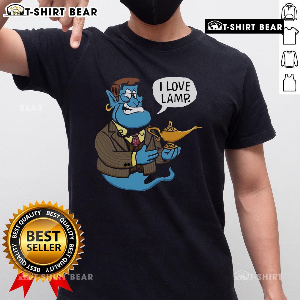 Official Anchor Genie I Love Lamp T-Shirt featuring a fun lamp graphic, perfect for cozy casual wear and lamp enthusiasts.
