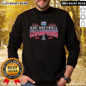 Official Florida Atlantic Owls Softball 2025 AAC Conference Tournament Champions sweatshirt in navy blue.