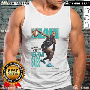 Alt Text: Official Natasha Cloud Slam Seafoam Skies Tank Top featuring a stylish design and vibrant seafoam color.