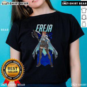 Official Overwatch 2 Freja Ladies Tee featuring vibrant graphics and stylish design for gamers and fans.