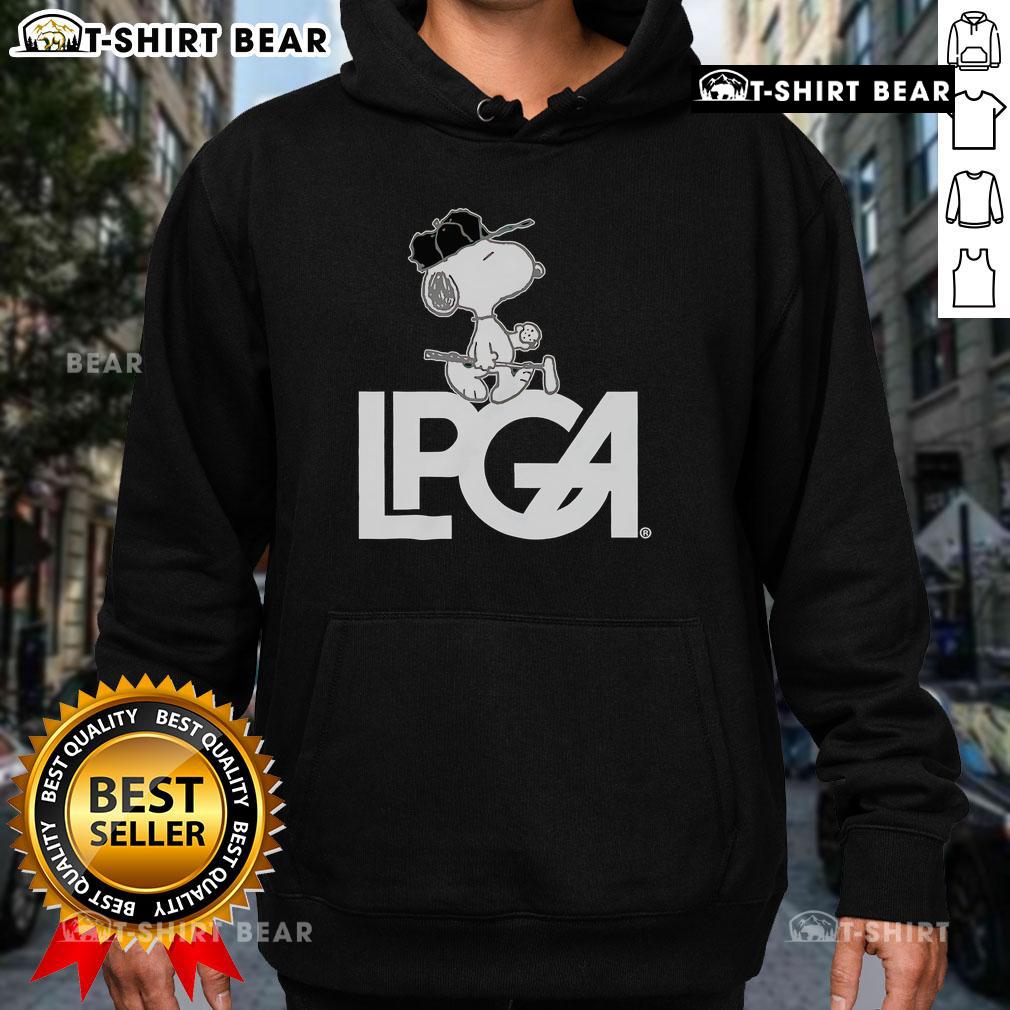 Alt Text: Official Peanuts x LPGA Snoopy Hoodie featuring a playful design with Snoopy and golf elements, perfect for fans.