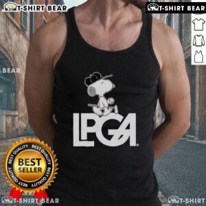 Alt Text: Official Peanuts x LPGA Snoopy tank top featuring a playful Snoopy design, perfect for golf fans and casual wear.