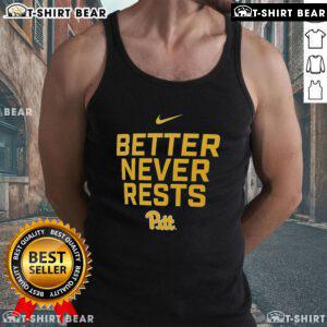 Official Pittsburgh Panthers Better Never Rests tank top in navy blue, perfect for game days and casual wear.