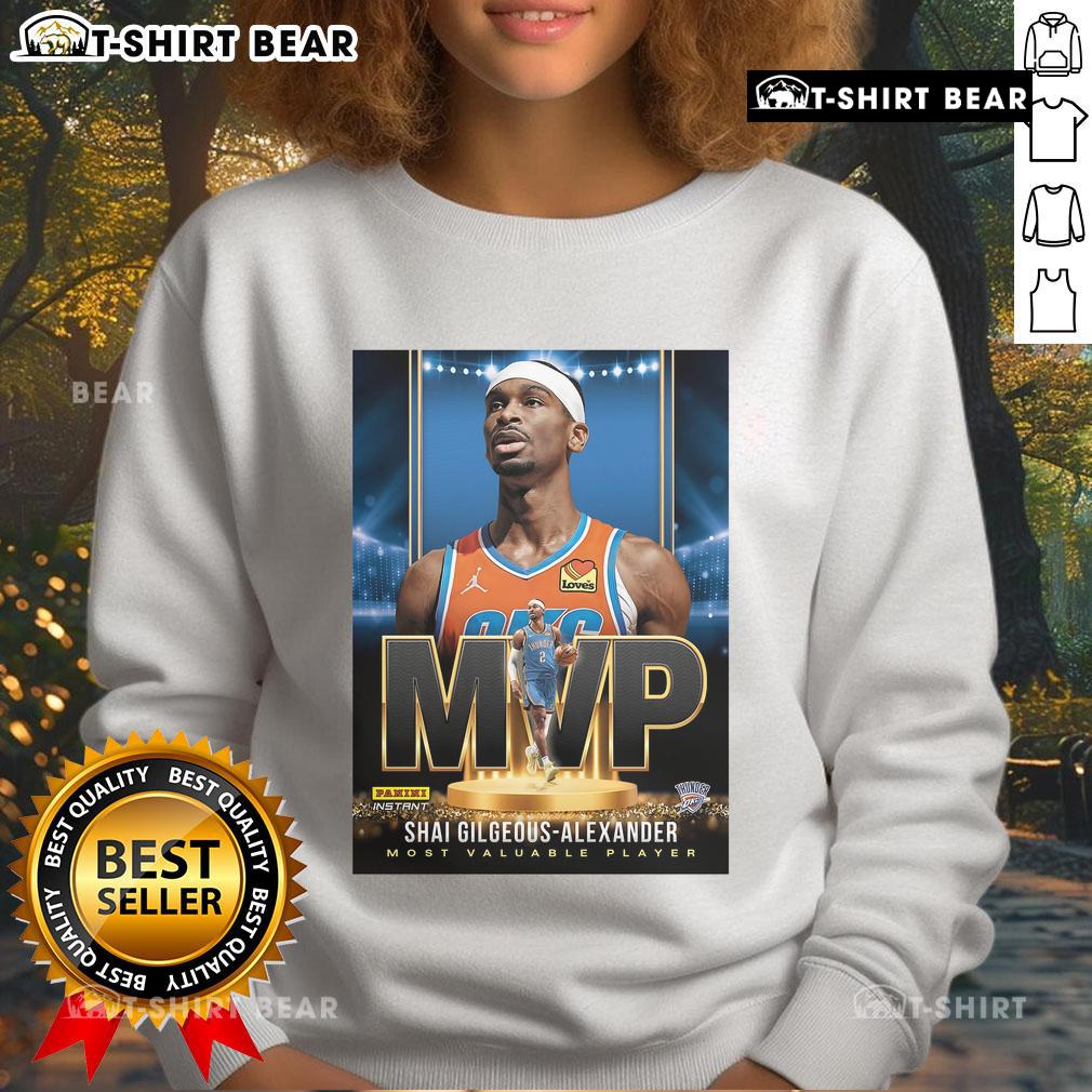 Official Shai Gilgeous-Alexander MVP sweatshirt for the 2024-2025 NBA Most Valuable Player, showcasing team pride.