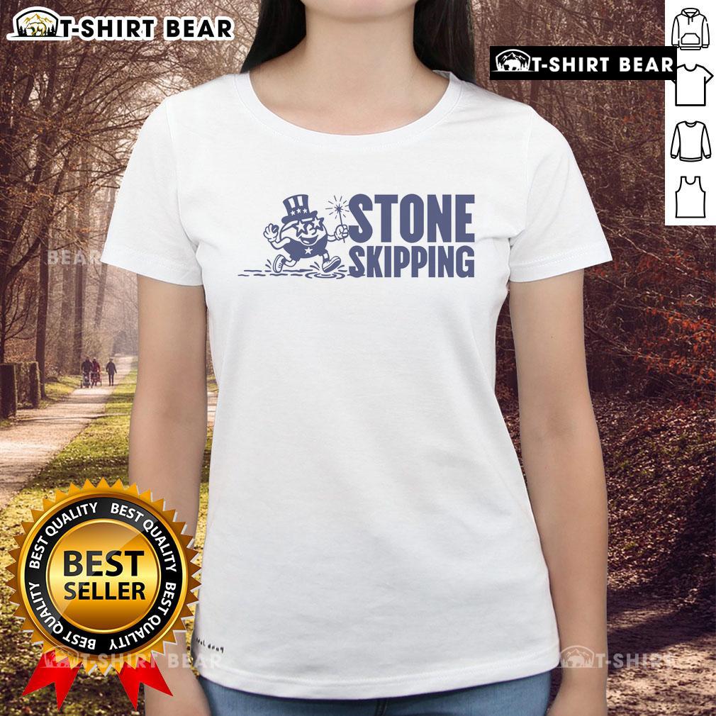 Official Stone Skipping Splash Ladies Tee featuring a stylish design perfect for water sports enthusiasts.