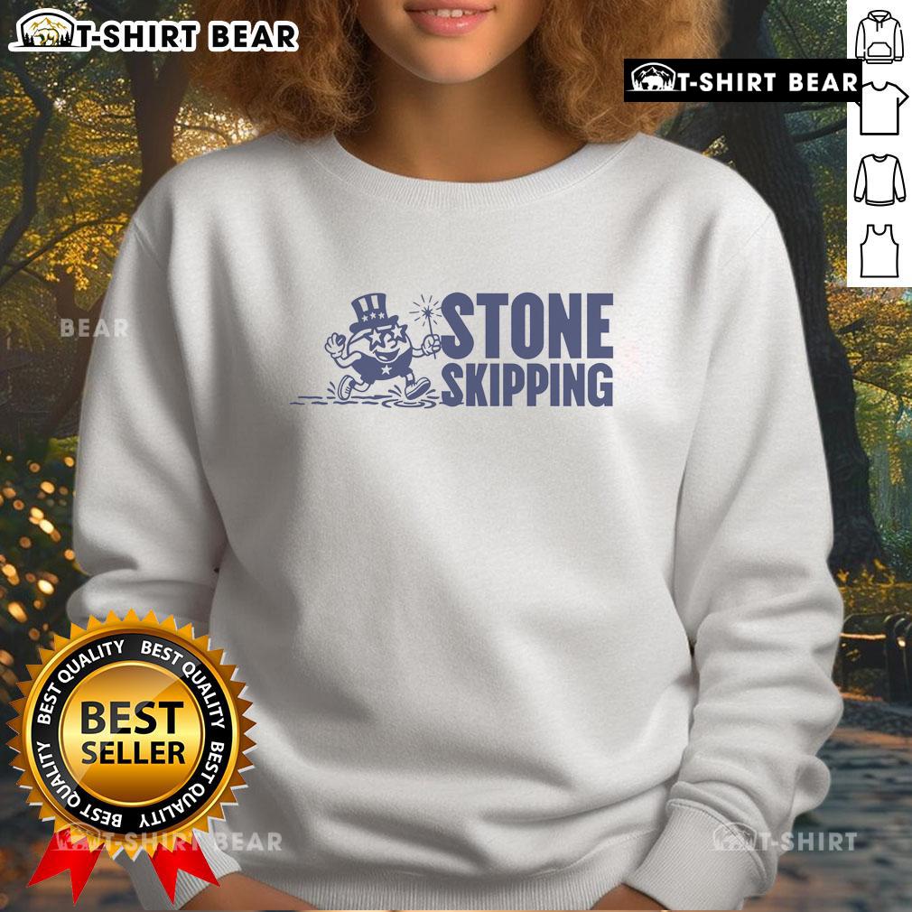 Official Stone Skipping Splash Sweatshirt featuring a vibrant splash design, perfect for fans of water sports and outdoor activities.