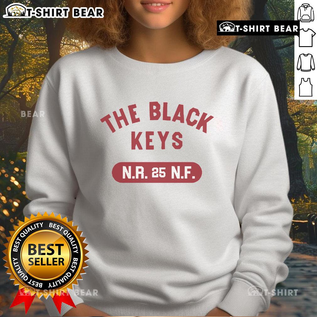 Alt Text: Black Keys NR 25 NF Sweatshirt featuring bold logo design, perfect for fans of the iconic rock band, The Black Keys.