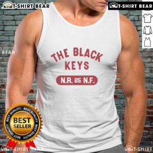 Official The Black Keys NR 25 NF Tank Top featuring a vintage design and logo, perfect for music fans and summer wear.