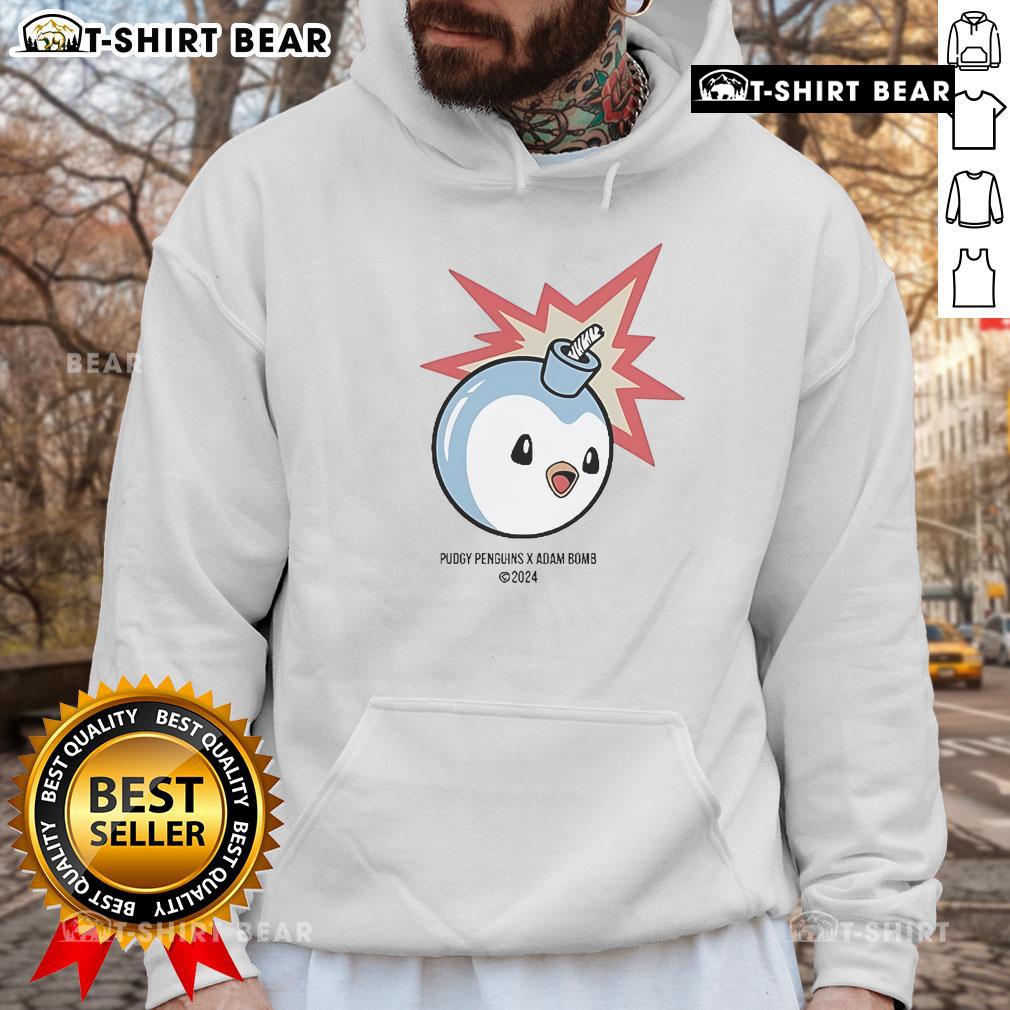 Official The Hundreds Pudgy Penguins x Adam Bomb Hoodie featuring vibrant graphics and a cozy design for streetwear enthusiasts.