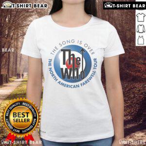 Official The Who North American Farewell Tour 2025 Ladies Tee showcasing vibrant tour graphics and stylish design.