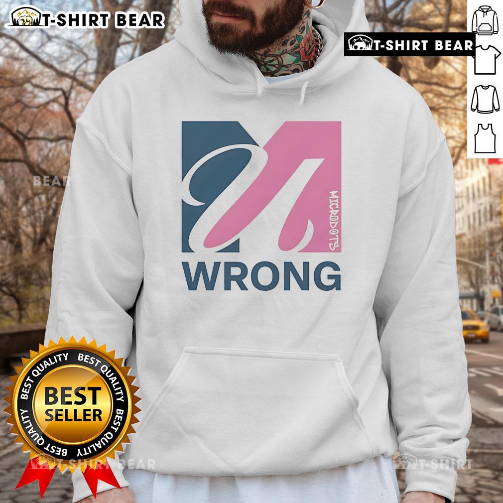 Official U Wrong Logo Hoodie featuring a bold design and vibrant colors for casual streetwear style.