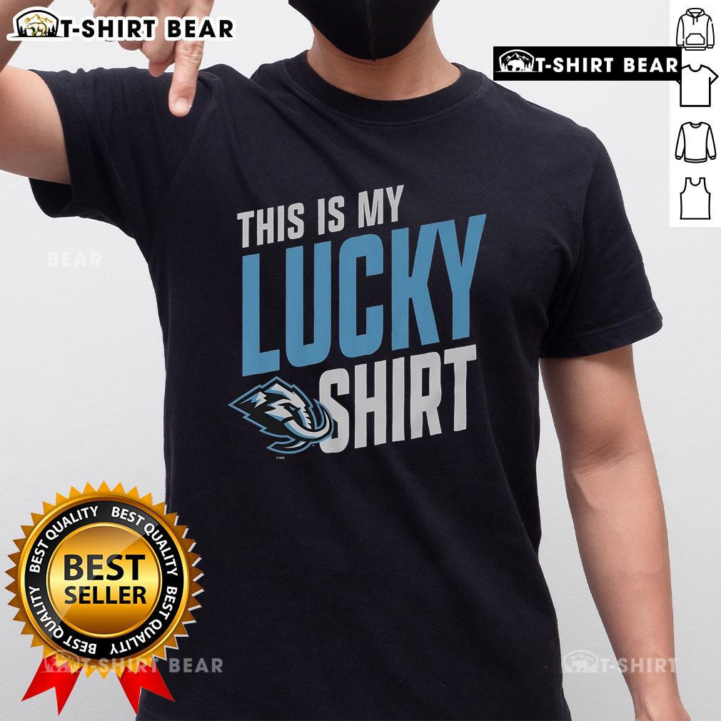 Front view of the Official Utah Mammoth 'This Is My Lucky' T-Shirt featuring a vibrant design and comfortable fit.