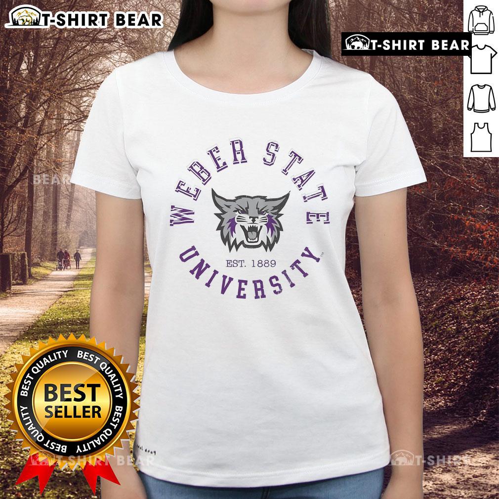 Official Weber State Wildcats Circle Vintage Ladies Tee featuring a classic design and comfortable fit for fans.