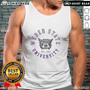 Vintage tank top featuring the Official Weber State Wildcats logo in a stylish circle design.