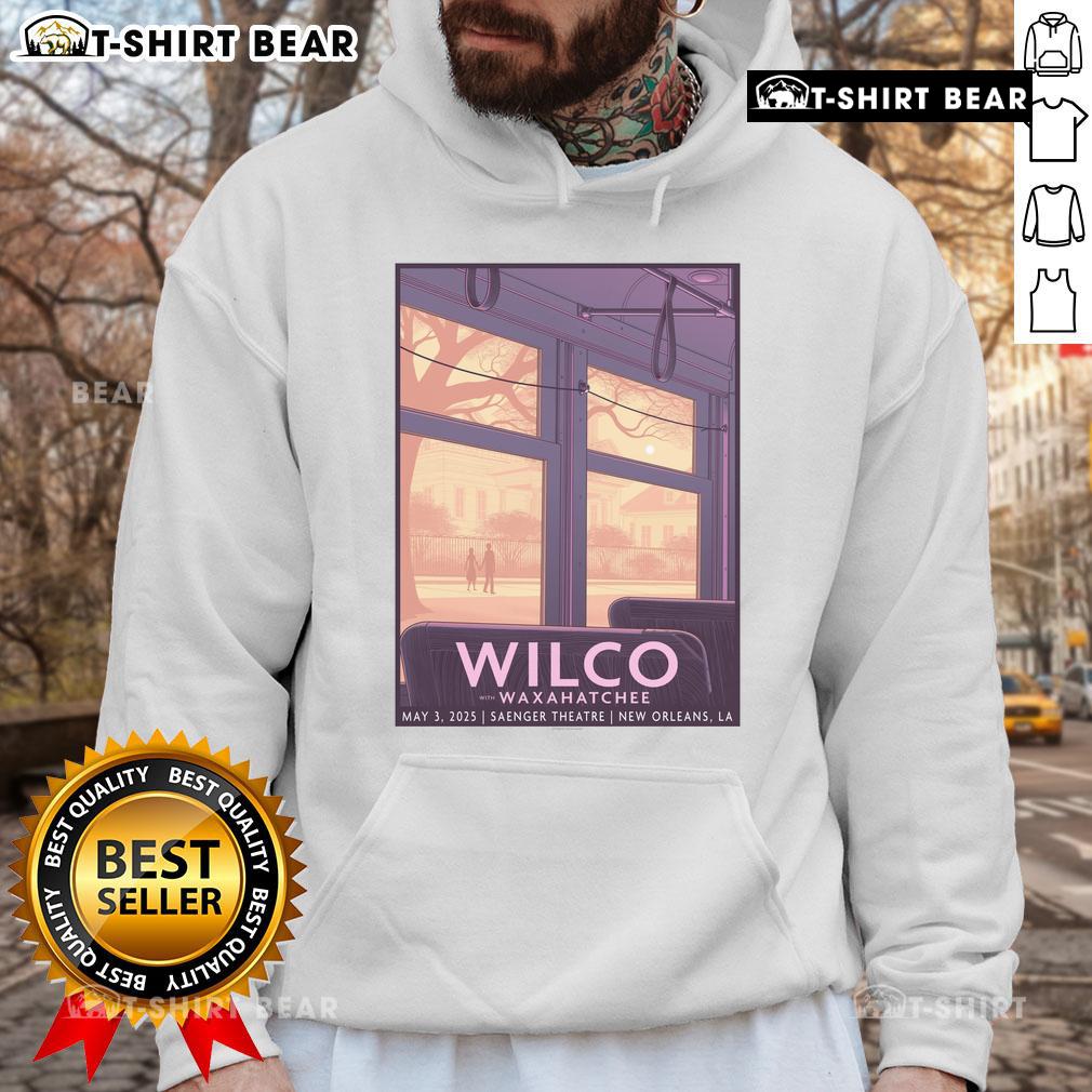 Alt Text: Official Wilco Waxahatchee Tour poster for New Orleans on May 3, 2025, featuring a stylish hoodie design.