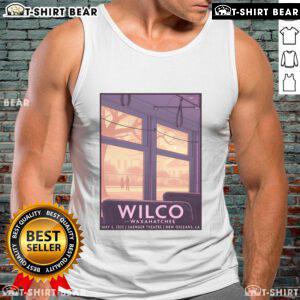 Official Wilco Waxahatchee Tour New Orleans 2025 poster on a tank top, featuring vibrant design and concert details.