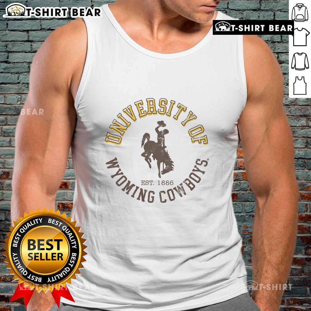 Official Wyoming Cowboys Circle Vintage Tank Top featuring classic logo and stylish design for fans and casual wear.