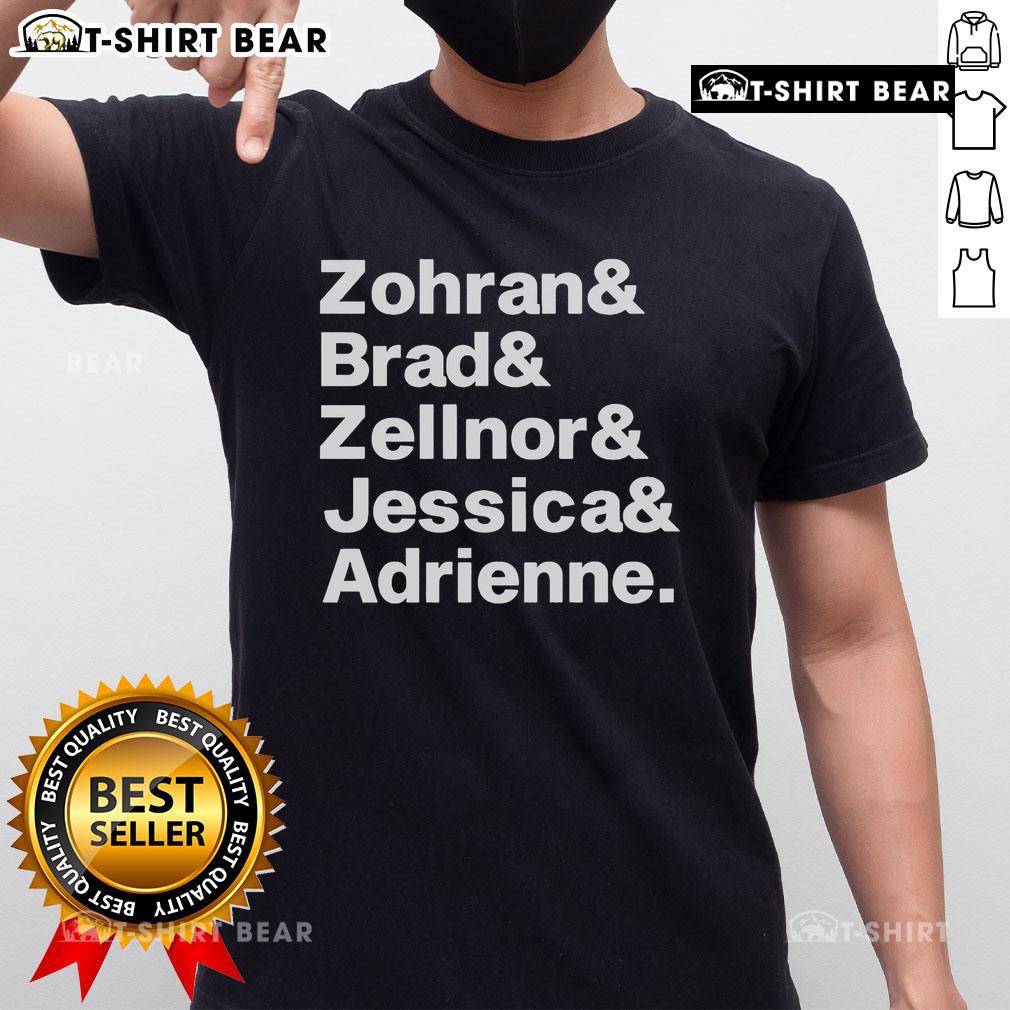 Official Zohran, Brad, Zellnor, Jessica, and Adrienne T-Shirt featuring vibrant designs celebrating the group.