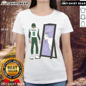 Premium Aaron Rodgers Mirror GOAT New York Jets Ladies Tee featuring stylish design for female fans of football.