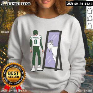 Premium Aaron Rodgers Mirror GOAT New York Jets sweatshirt featuring bold graphics and a stylish design.