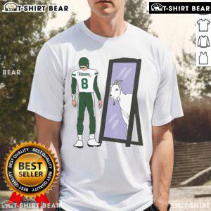 Premium Aaron Rodgers Mirror Goat New York Jets T-Shirt featuring bold graphics and a stylish design for fans.