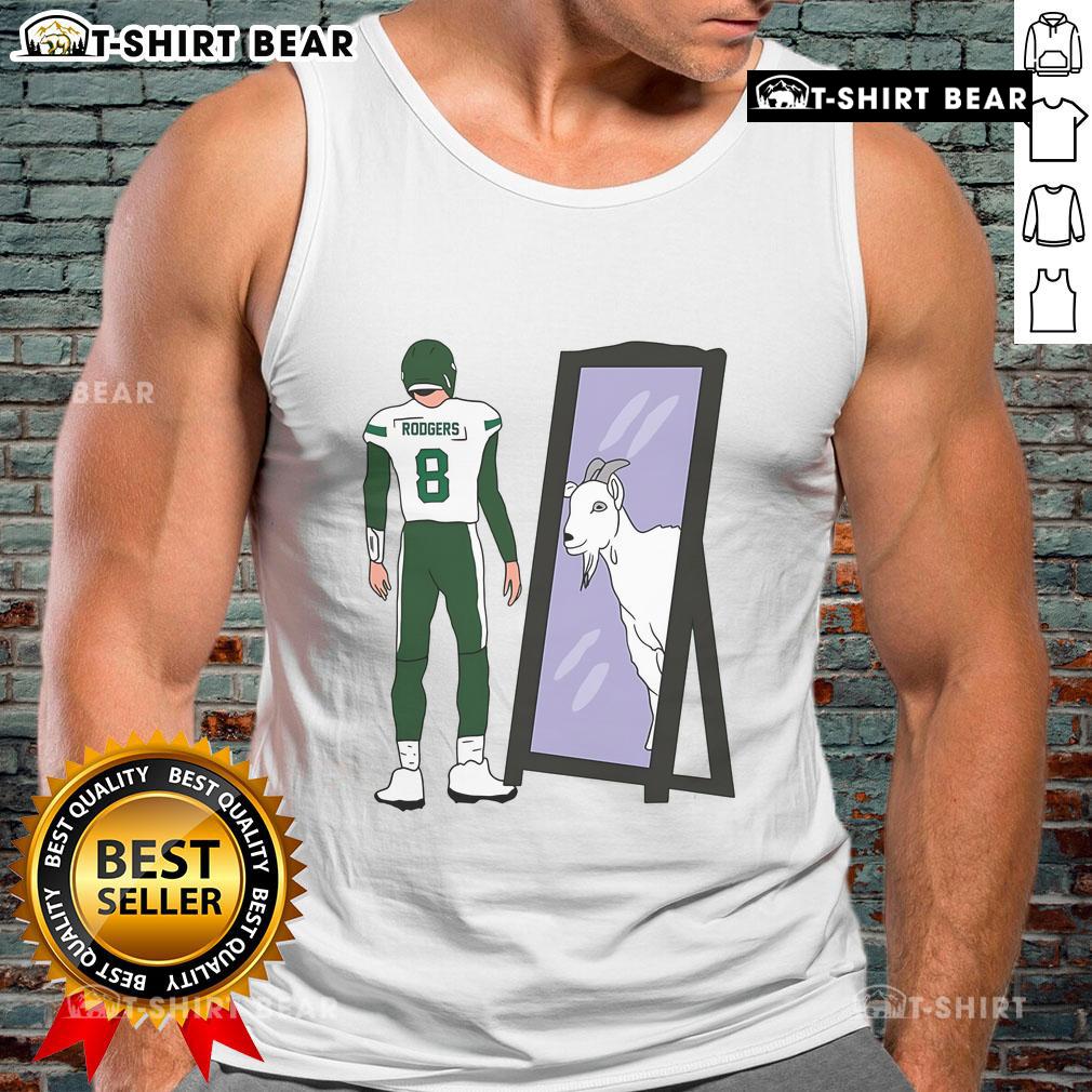 Premium Aaron Rodgers Mirror GOAT New York Jets tank top featuring vibrant graphics and a comfortable fit for fans.