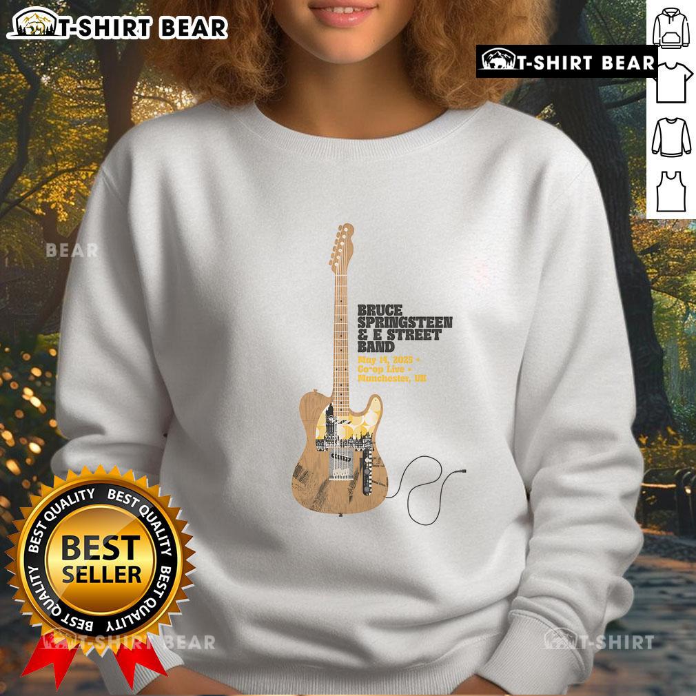 Alt Text: Premium Bruce Springsteen E Street Band sweatshirt featuring guitar design, perfect for fans on tour in Manchester, UK.
