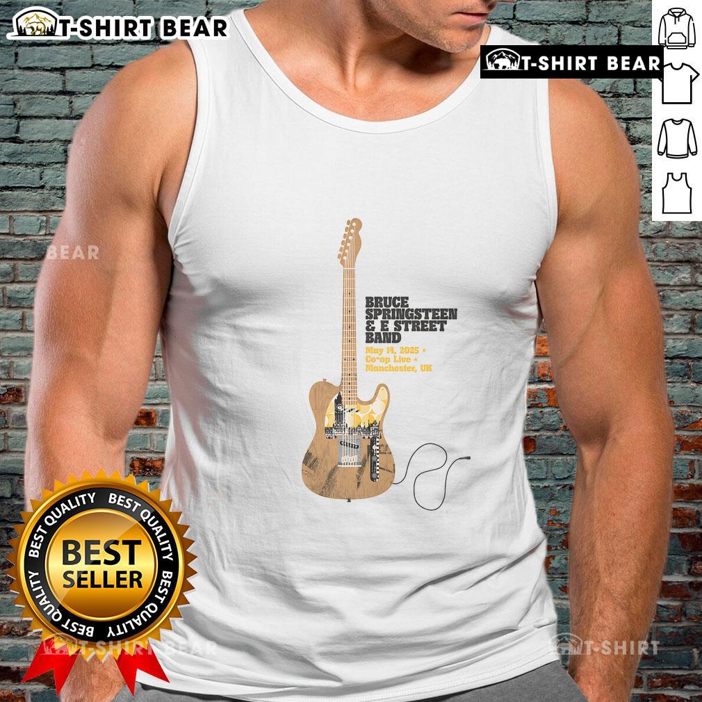 Bruce Springsteen and The E Street Band on tour in Manchester, UK, wearing a guitar rock tank top, May 14, 2025.