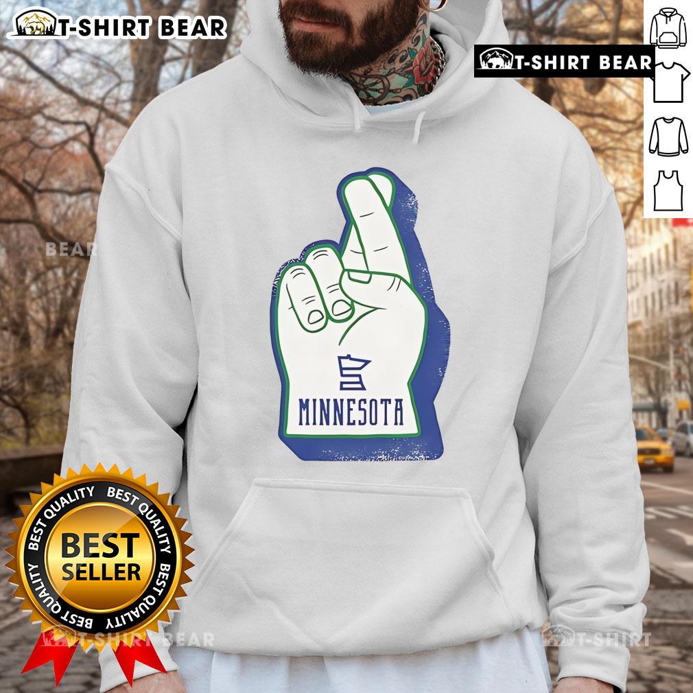 Premium Foam Finger Minnesota Hoodie featuring vibrant team colors, perfect for showing support at games or events.