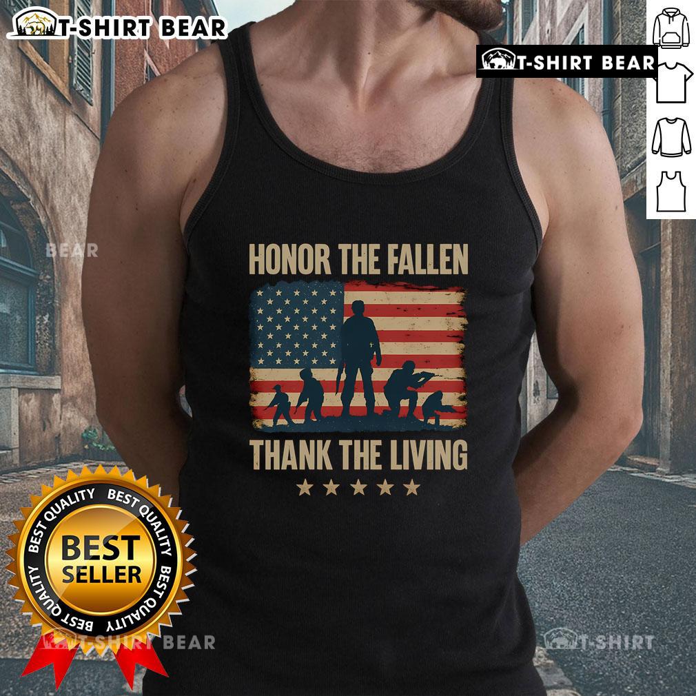 Premium Honor The Fallen Thank The Living America Flag Tank Top featuring bold patriotic design and comfortable fit.