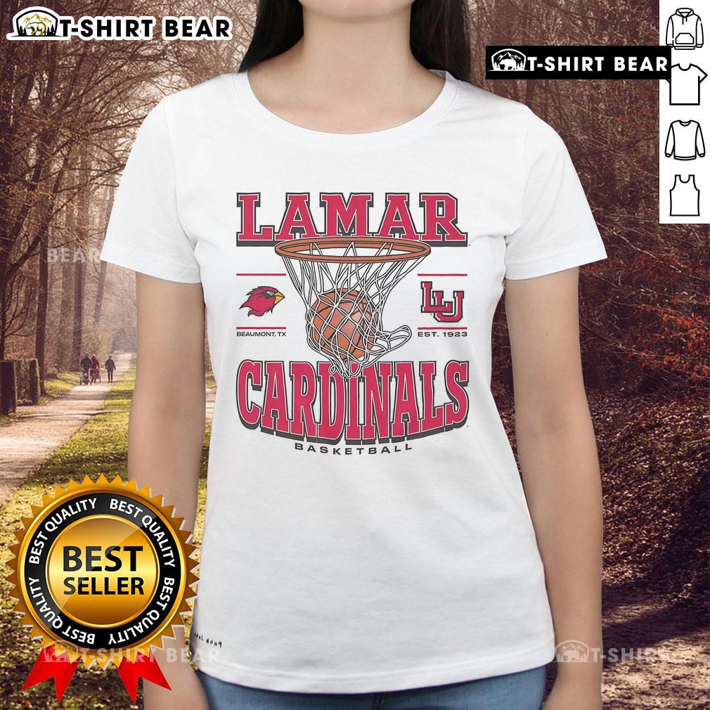 Premium Lamar Cardinals Game Time Ladies Tee featuring vibrant team colors and stylish design for fans.