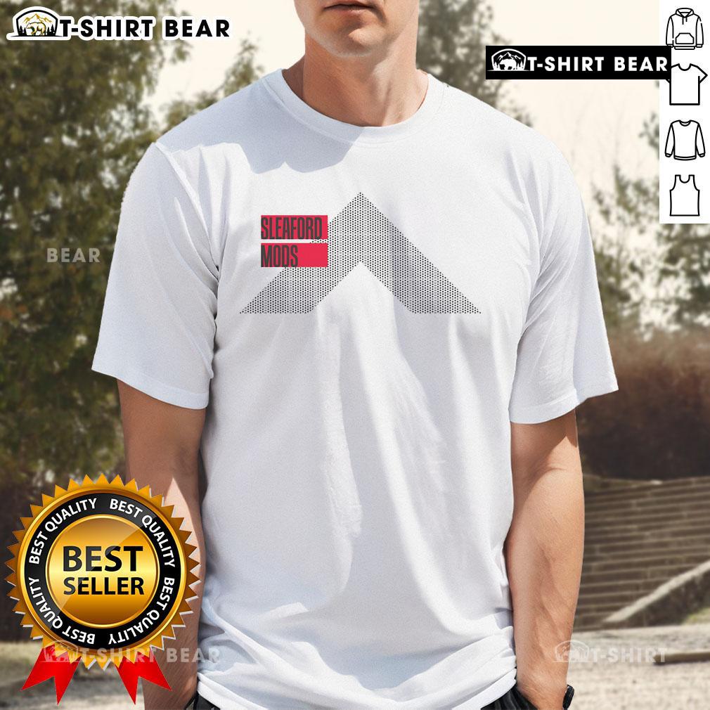 Alt Text: Premium Sleaford Mods X Shelter T-Shirt featuring bold graphics and a stylish design for music fans and streetwear enthusiasts.