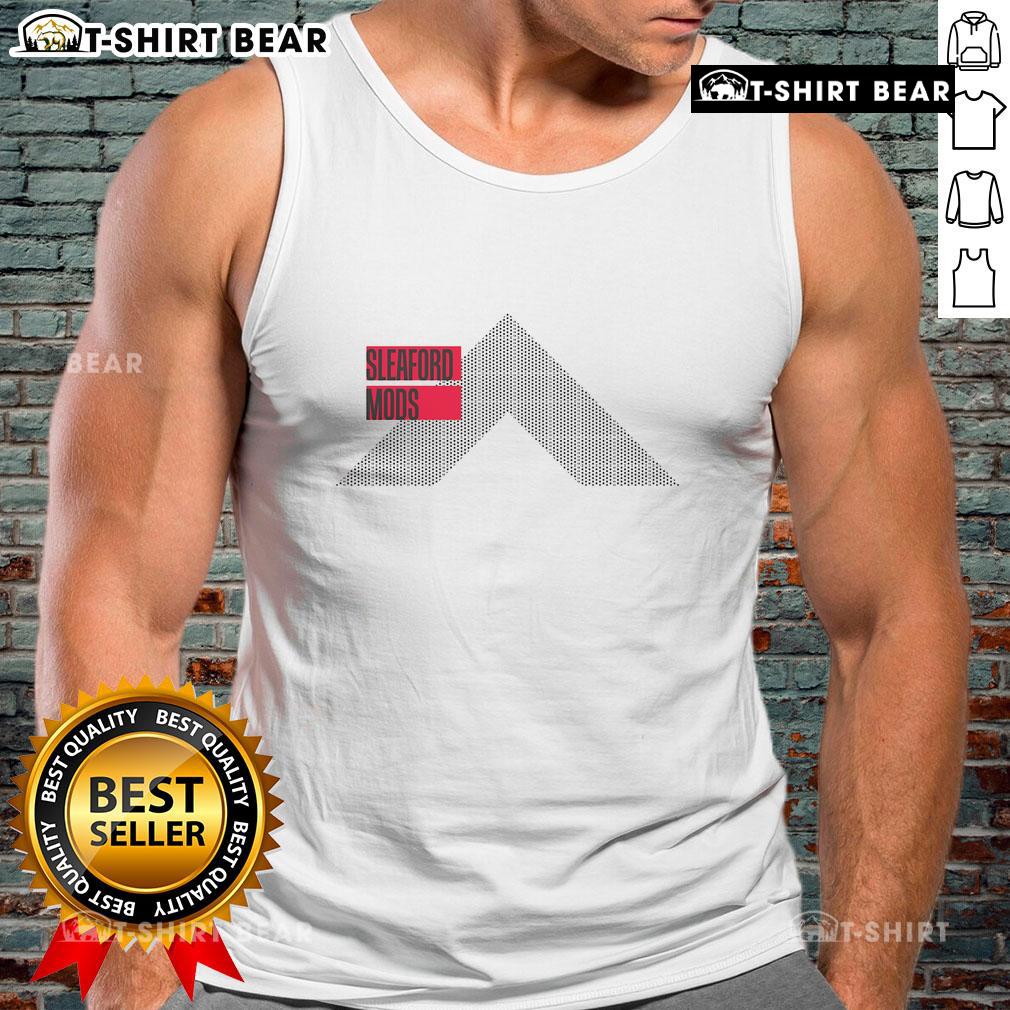 Premium Sleaford Mods X Shelter tank top featuring unique design, perfect for music fans and casual wear enthusiasts.