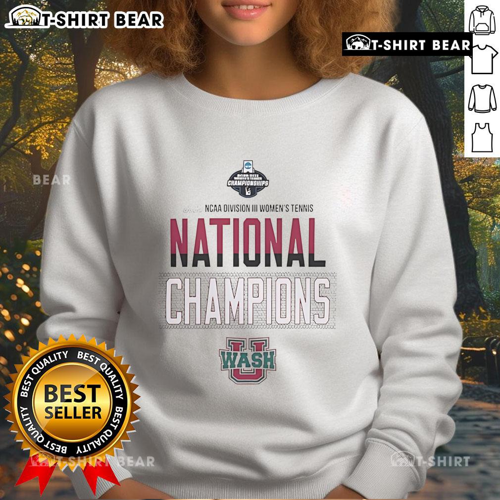 Premium WashU 2025 NCAA D3 Women's Tennis National Champions sweatshirt showcasing team pride and victory.