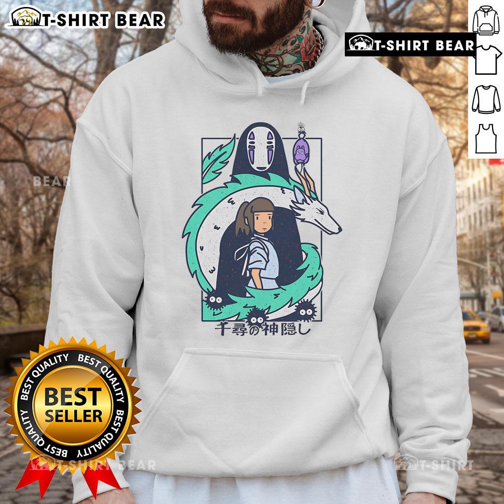 Alt Text: Cozy hoodie featuring Spirited Away design, perfect for fans of Ghibli's fantasy journey and magical adventures.