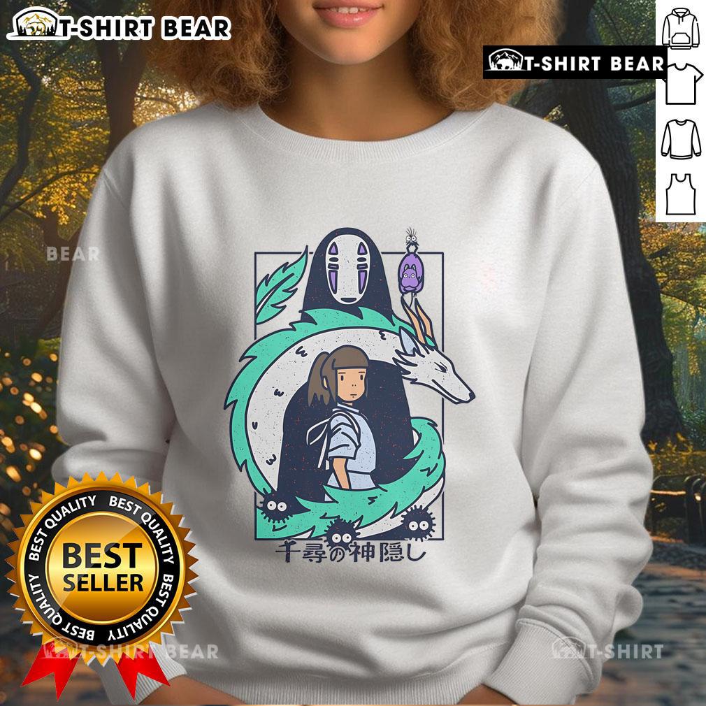 Pretty Ghibli Spirited Away Journey to Fantasy sweatshirt featuring vibrant artwork and cozy design.